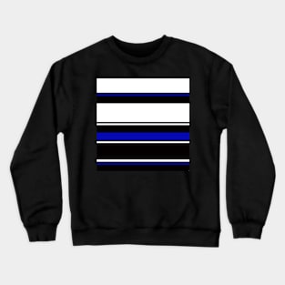 White, black and blue stripes Crewneck Sweatshirt